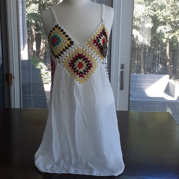 Zaful White Gauze Sundress/Swim Cover Up One Size - Picture 1 of 12